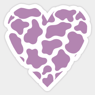 Cow Print Purple Heart Design Sticker